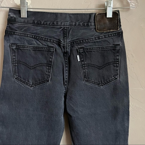 Levi’s Upcycled High Rise Raw Hem Crop Zipper Tuxedo Sides Denim Jeans - Picture 6 of 13